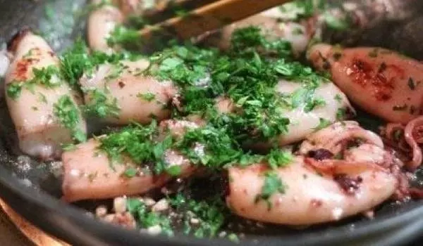 Spanish Tapas Baby Calamari with Garlic and Parsley